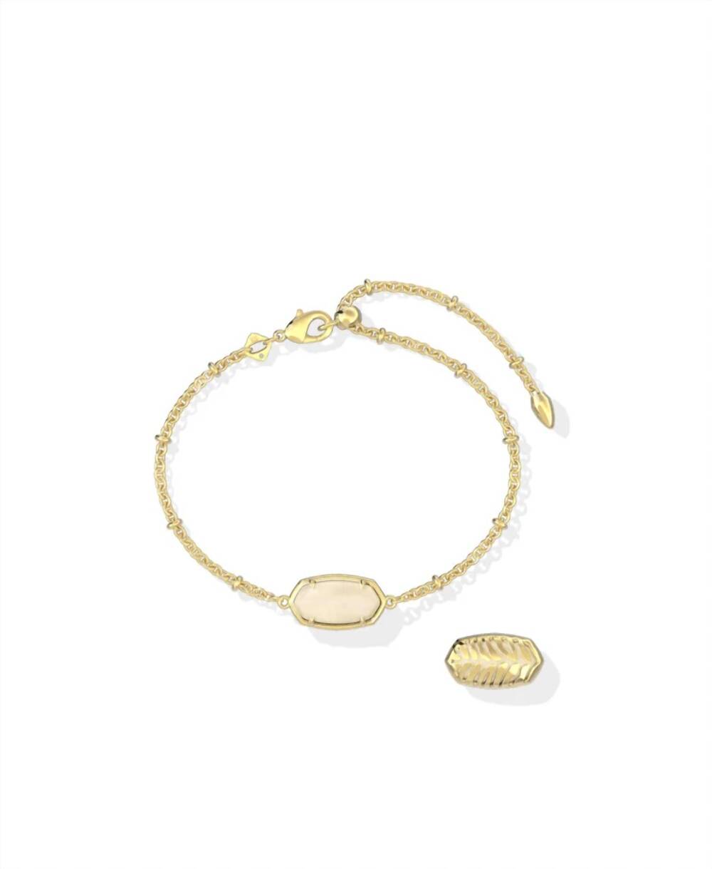 NEW KENDRA SCOTT women's tiger striped elaina bracelet in gold natural mop